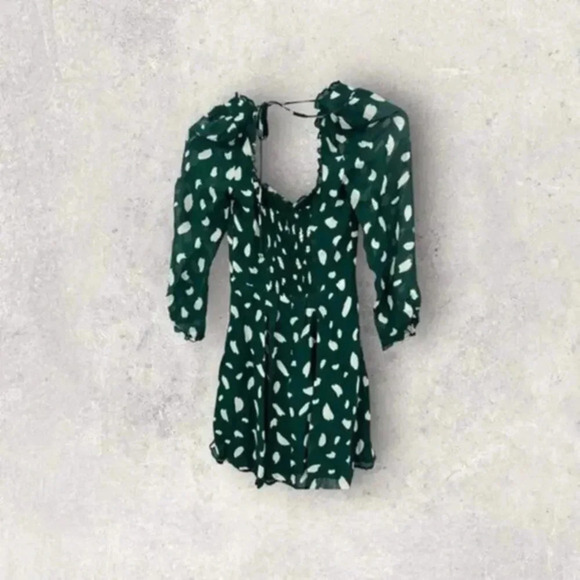Reformation Remi Green Printed Dress Size 2 B1372 - Picture 1 of 7